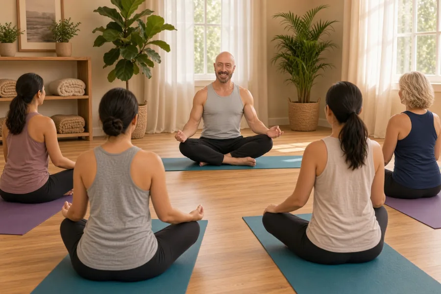 Dr. Sattva teaching a 1Yoga Wellness class